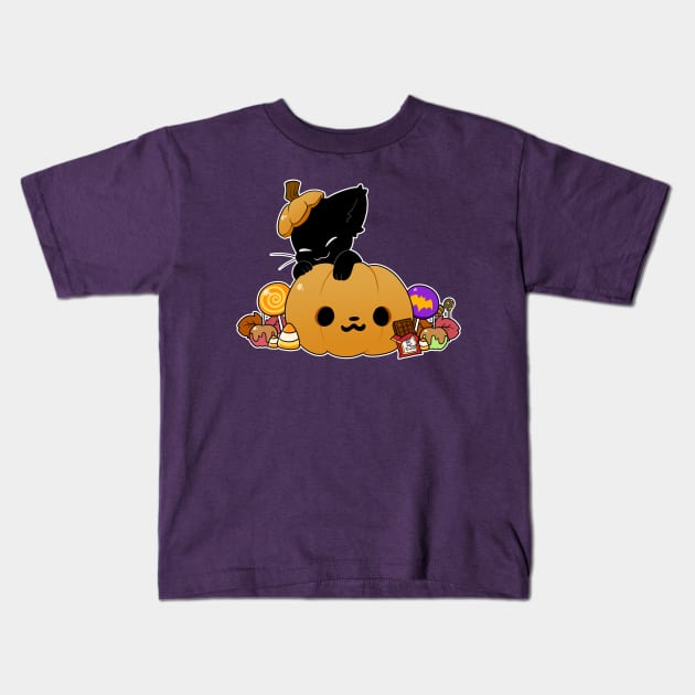 Pumpkitty Kids T-Shirt by 8bitWitch